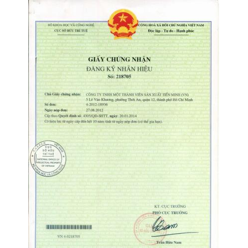 GCN đăng ký nhãn hiệu Limo293